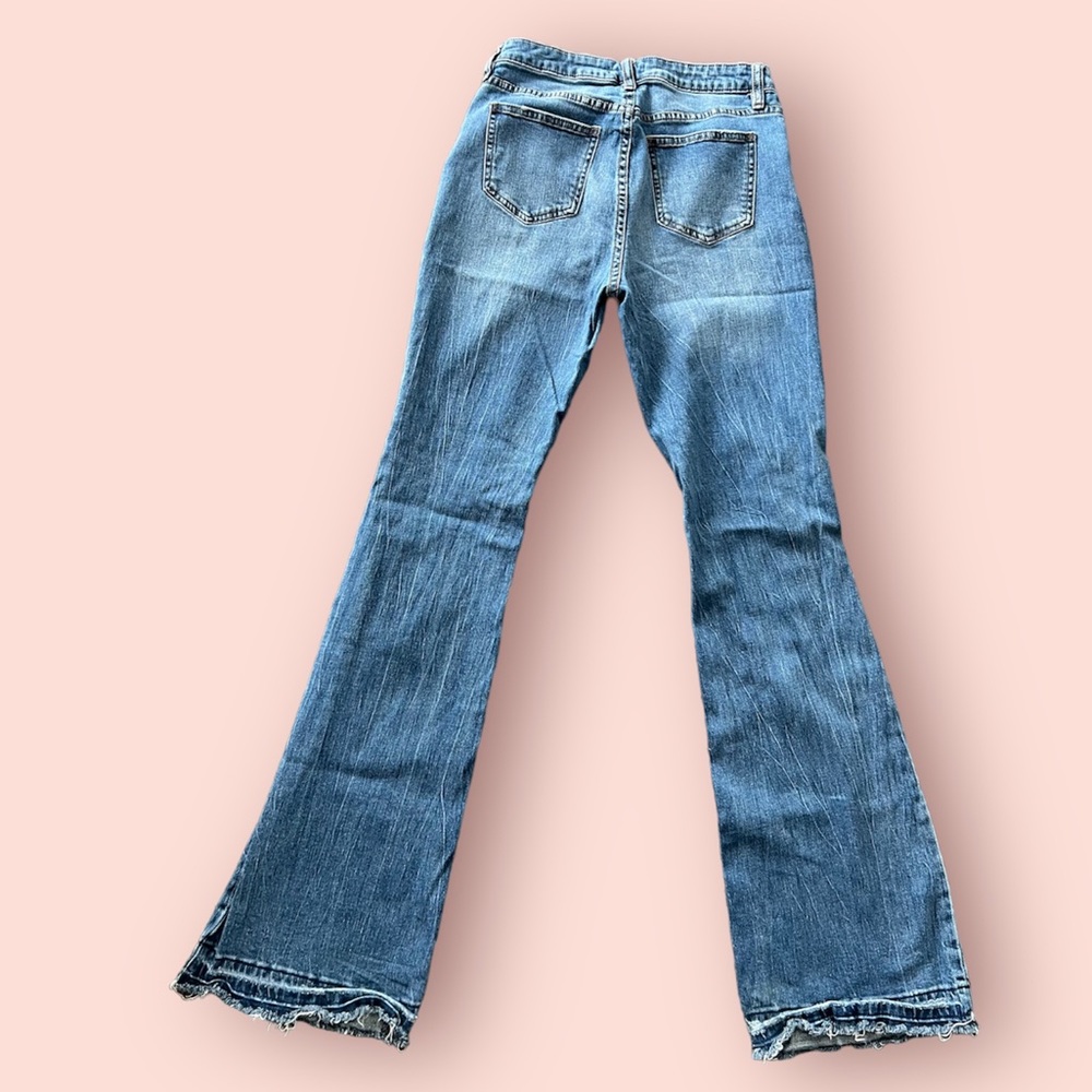 Dark wash high waisted ripped stretch flare jeans - Picture 3 of 10
